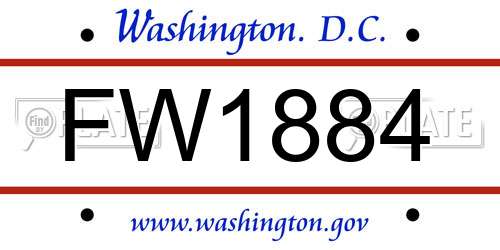 FW1884 District Of Columbia License Plate