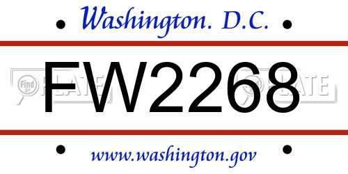 FW2268 District Of Columbia License Plate