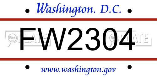 FW2304 District Of Columbia License Plate