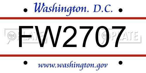 FW2707 District Of Columbia License Plate