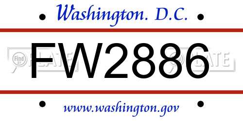 FW2886 District Of Columbia License Plate