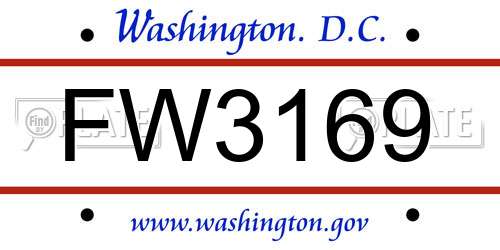 FW3169 District Of Columbia License Plate