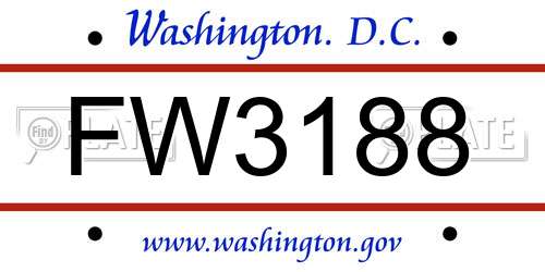 FW3188 District Of Columbia License Plate