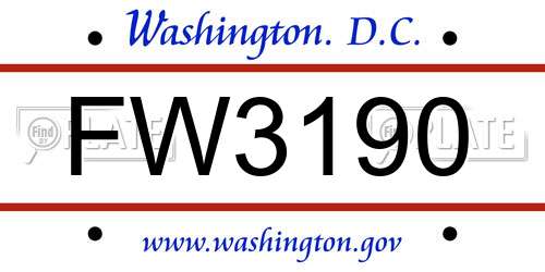 FW3190 District Of Columbia License Plate