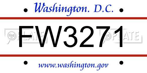 FW3271 District Of Columbia License Plate