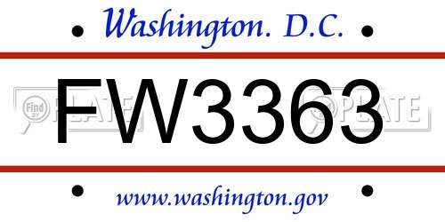 FW3363 District Of Columbia License Plate