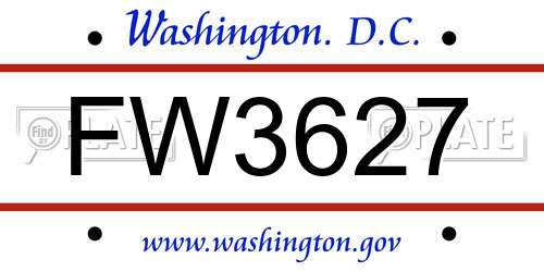 FW3627 District Of Columbia License Plate