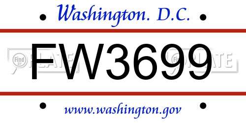 FW3699 District Of Columbia License Plate