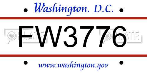 FW3776 District Of Columbia License Plate