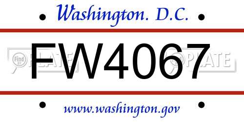 FW4067 District Of Columbia License Plate