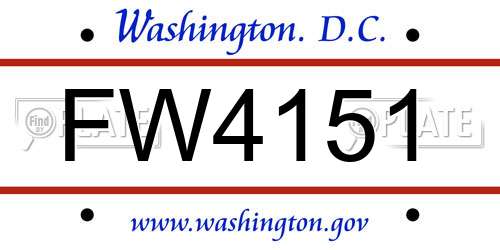 FW4151 District Of Columbia License Plate