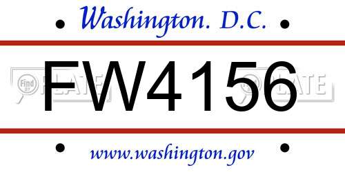 FW4156 District Of Columbia License Plate