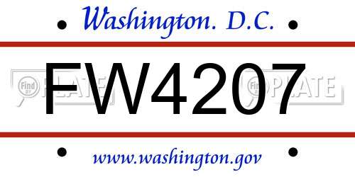 FW4207 District Of Columbia License Plate