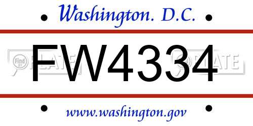 FW4334 District Of Columbia License Plate