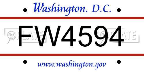 FW4594 District Of Columbia License Plate