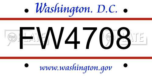 FW4708 District Of Columbia License Plate