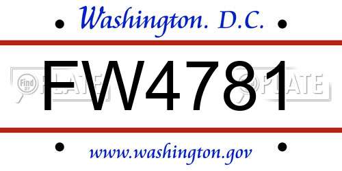 FW4781 District Of Columbia License Plate