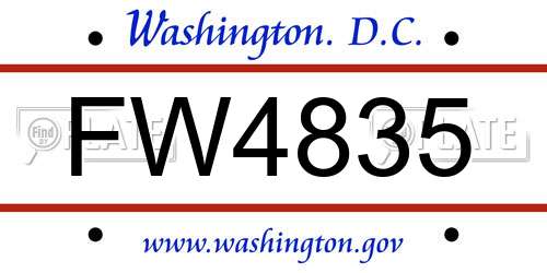 FW4835 District Of Columbia License Plate
