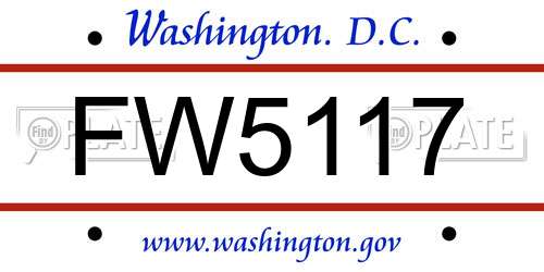 FW5117 District Of Columbia License Plate
