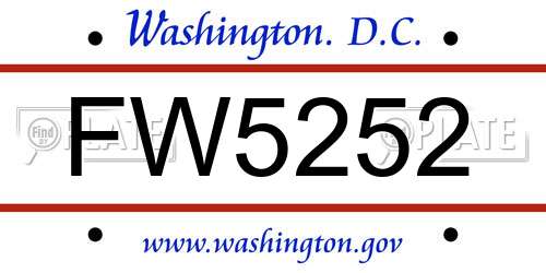 FW5252 District Of Columbia License Plate