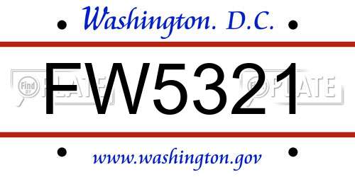 FW5321 District Of Columbia License Plate