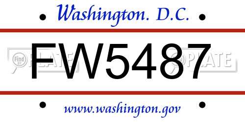 FW5487 District Of Columbia License Plate