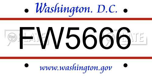 FW5666 District Of Columbia License Plate