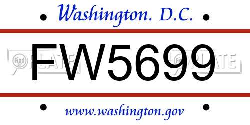 FW5699 District Of Columbia License Plate