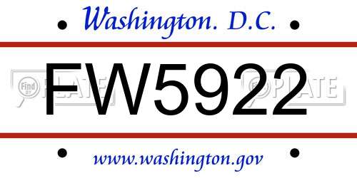 FW5922 District Of Columbia License Plate
