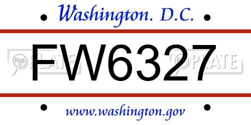 FW6327 District Of Columbia License Plate