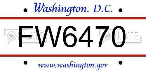 FW6470 District Of Columbia License Plate