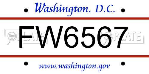 FW6567 District Of Columbia License Plate