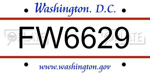 FW6629 District Of Columbia License Plate