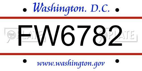 FW6782 District Of Columbia License Plate