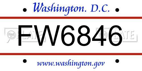 FW6846 District Of Columbia License Plate