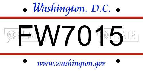 FW7015 District Of Columbia License Plate