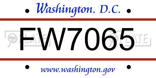 FW7065 District Of Columbia License Plate
