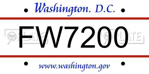FW7200 District Of Columbia License Plate
