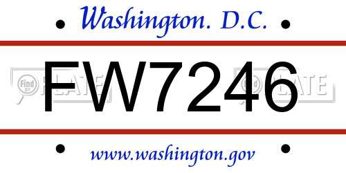 FW7246 District Of Columbia License Plate