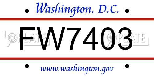 FW7403 District Of Columbia License Plate