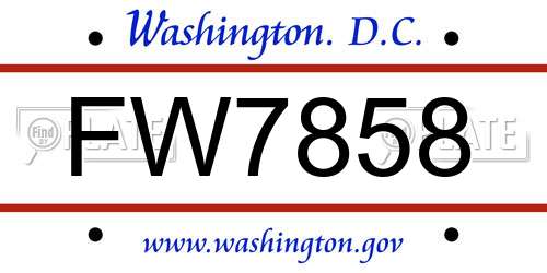 FW7858 District Of Columbia License Plate