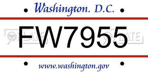 FW7955 District Of Columbia License Plate