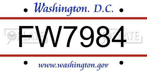 FW7984 District Of Columbia License Plate