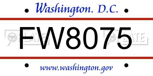 FW8075 District Of Columbia License Plate