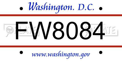FW8084 District Of Columbia License Plate