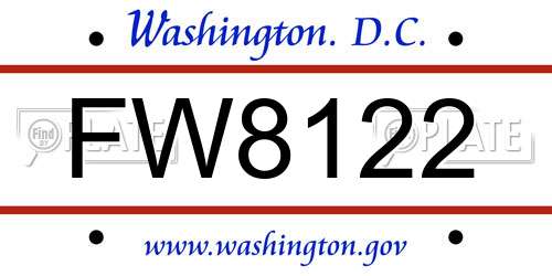 FW8122 District Of Columbia License Plate