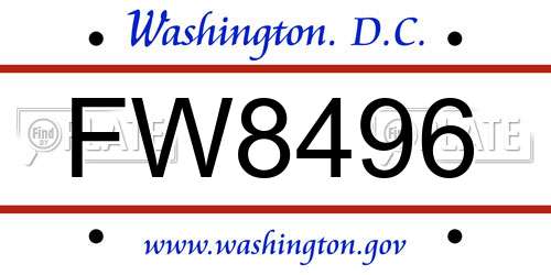 FW8496 District Of Columbia License Plate