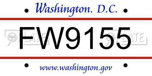FW9155 District Of Columbia License Plate