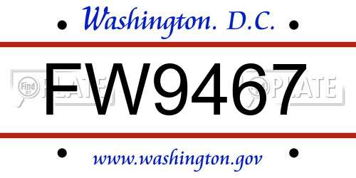 FW9467 District Of Columbia License Plate