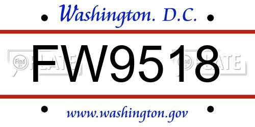 FW9518 District Of Columbia License Plate